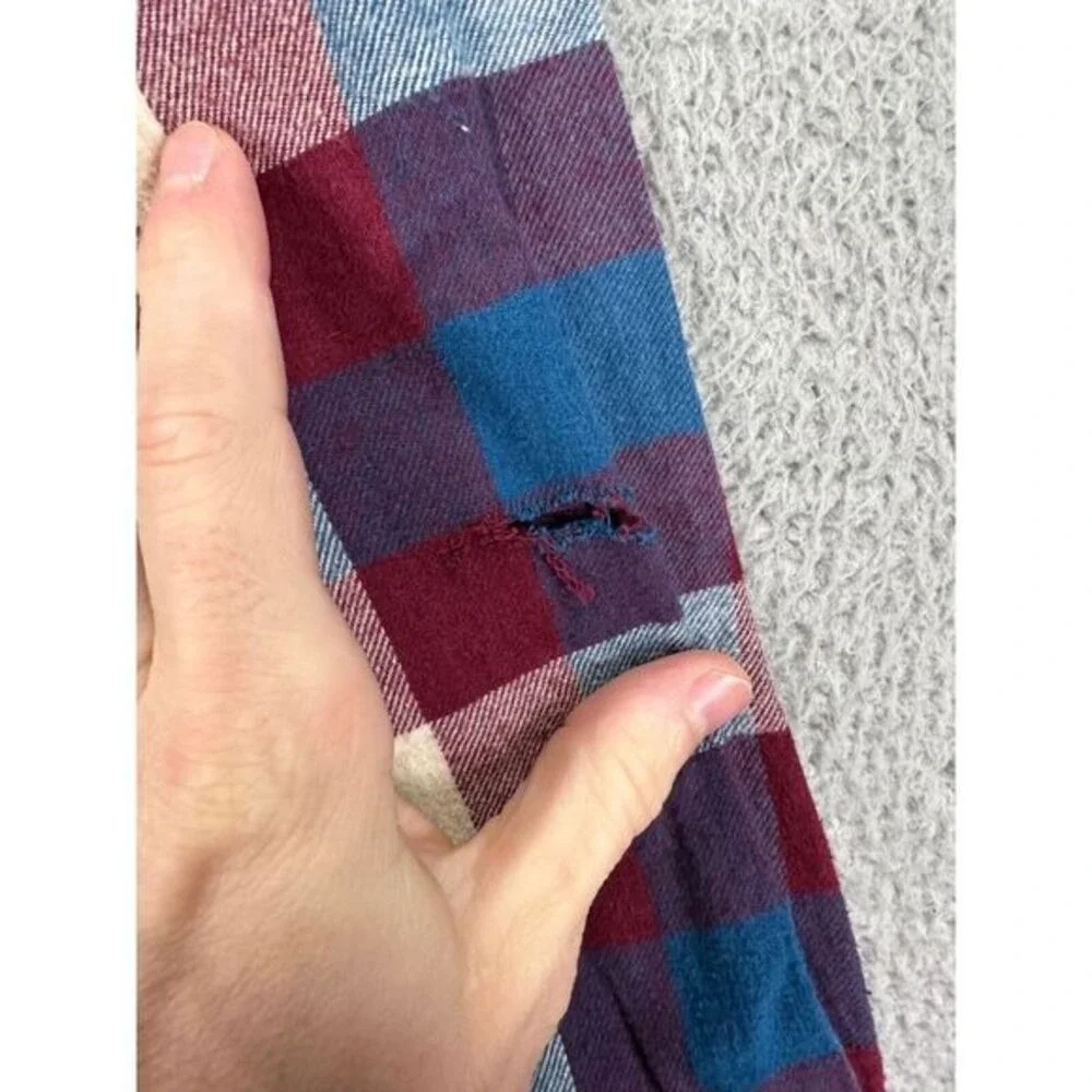 J Crew Flannel Shirt Adult Small Red Blue Plaid Button Up Long Sleeve Cotton Men